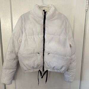 H&M White Puffer Jacket with Black Accents